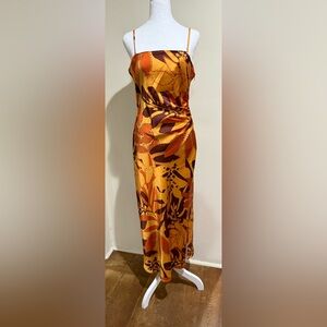 House of Harlow 1960 Vibrant Orange and Brown Midi Dress